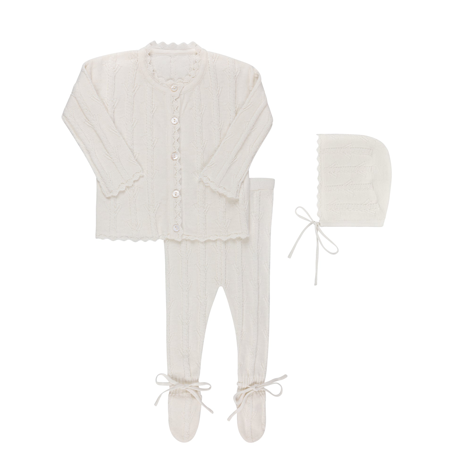 Feather Knit Pearl Bonnet Set – Pippin Childrenswear