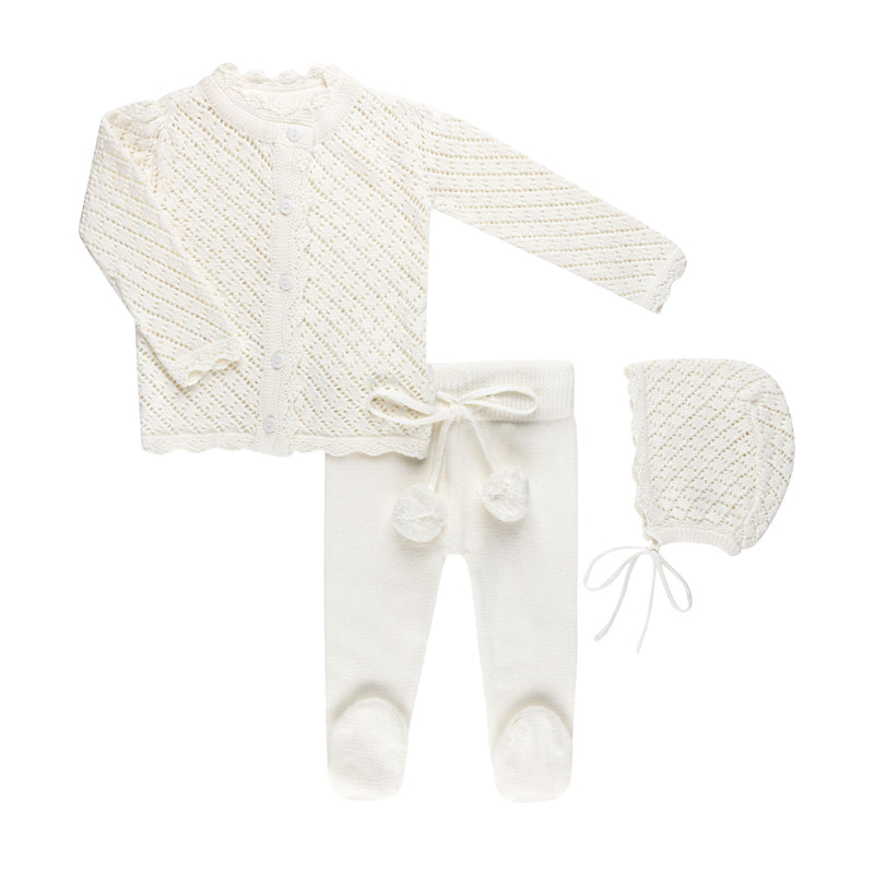 Alabaster Diamond Pointelle Knit Layette Set