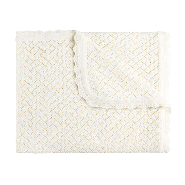 Alabaster Diamond  Pointelle Knit Blanket