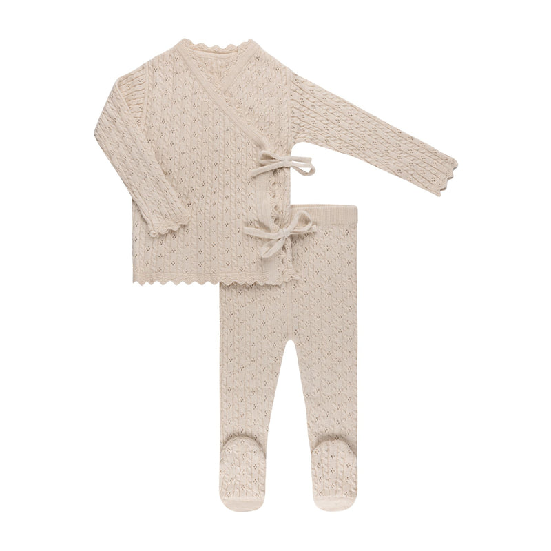 Oatmeal Cable Pointelle Knit Set