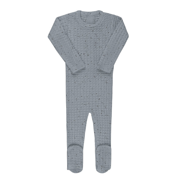 Boxed Knit Speckled Ocean Footie