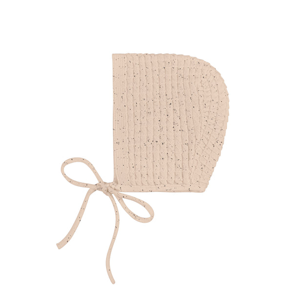 Boxed Knit Speckled Tan Bonnet