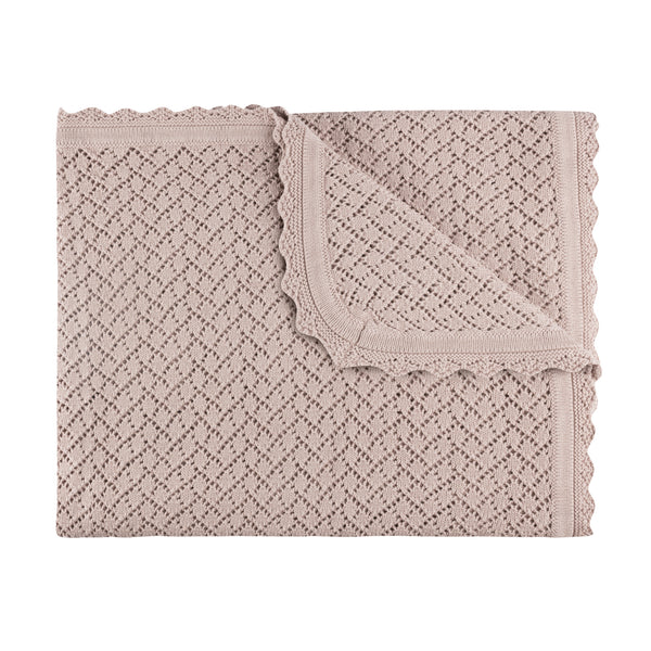 Mauve Diamond Pointelle Knit Blanket