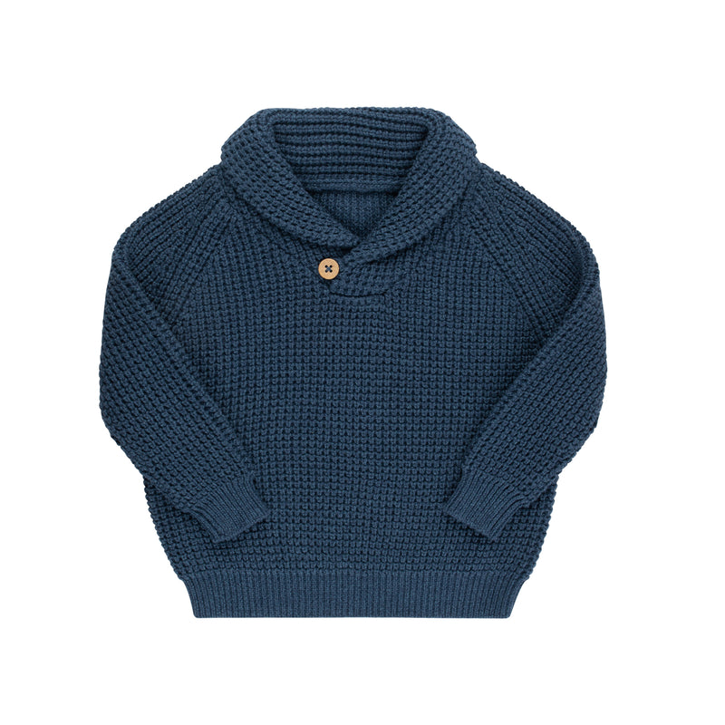 Indigo Collared Knit Sweater