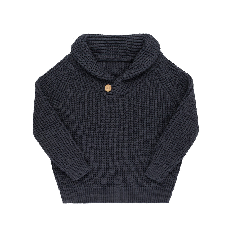 Navy Collared Knit Sweater