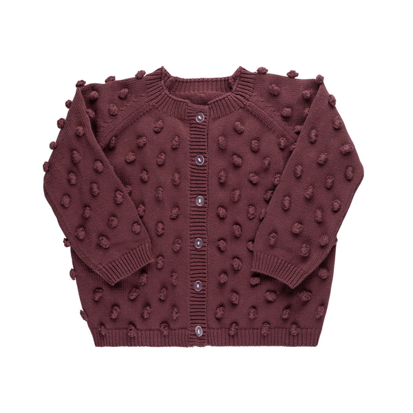 Plum Popcorn Knit Layering Cardigan