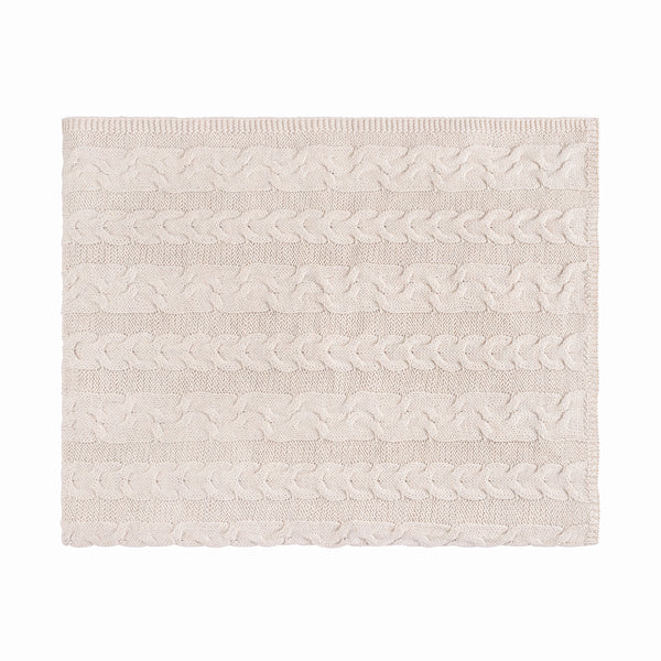 Soft Taupe Cashmere Feel Cableknit Blanket
