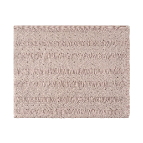 Soft Blush Cashmere Feel Cableknit Blanket