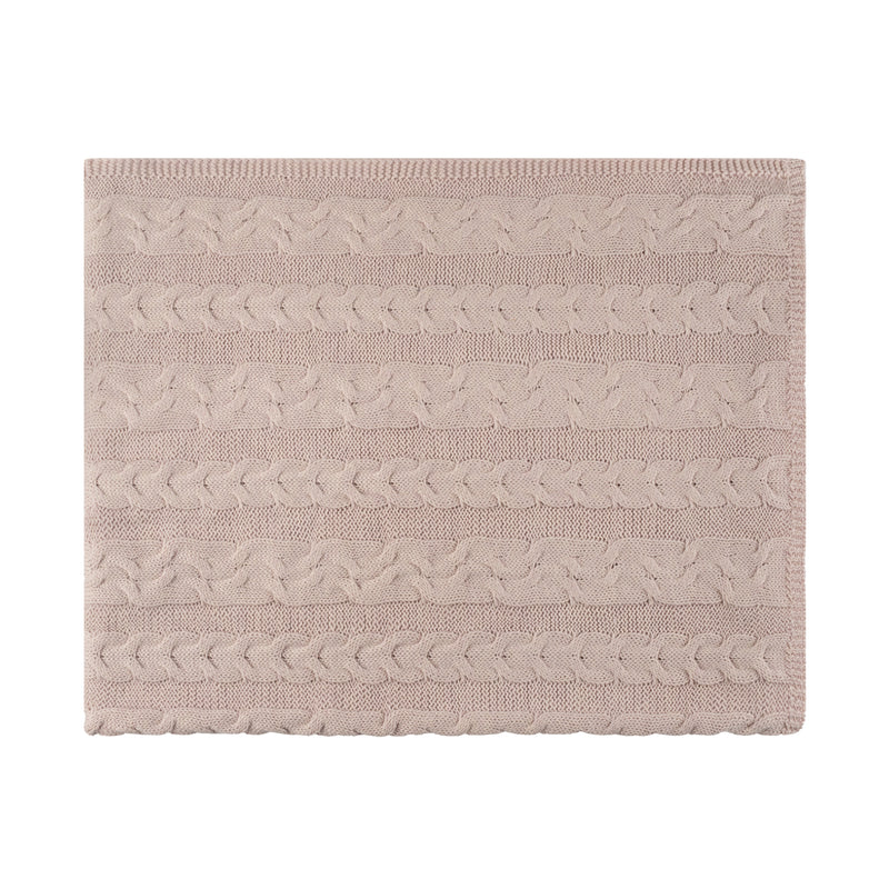 Soft Blush Cashmere Feel Cableknit Blanket