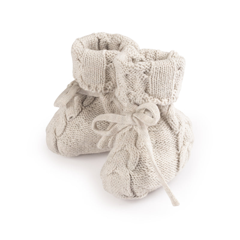 Soft Taupe Cashmere Feel Cableknit Booties